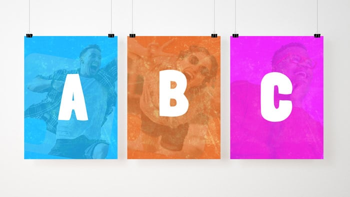 Three creative brand concepts, created by brand design experts